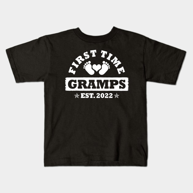 First Time Gramps Est 2022 Funny Father's Day Gift Kids T-Shirt by Penda